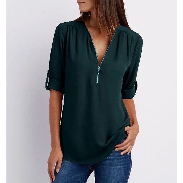 Tilde™ | Avslappnad Blus med Dragkedja