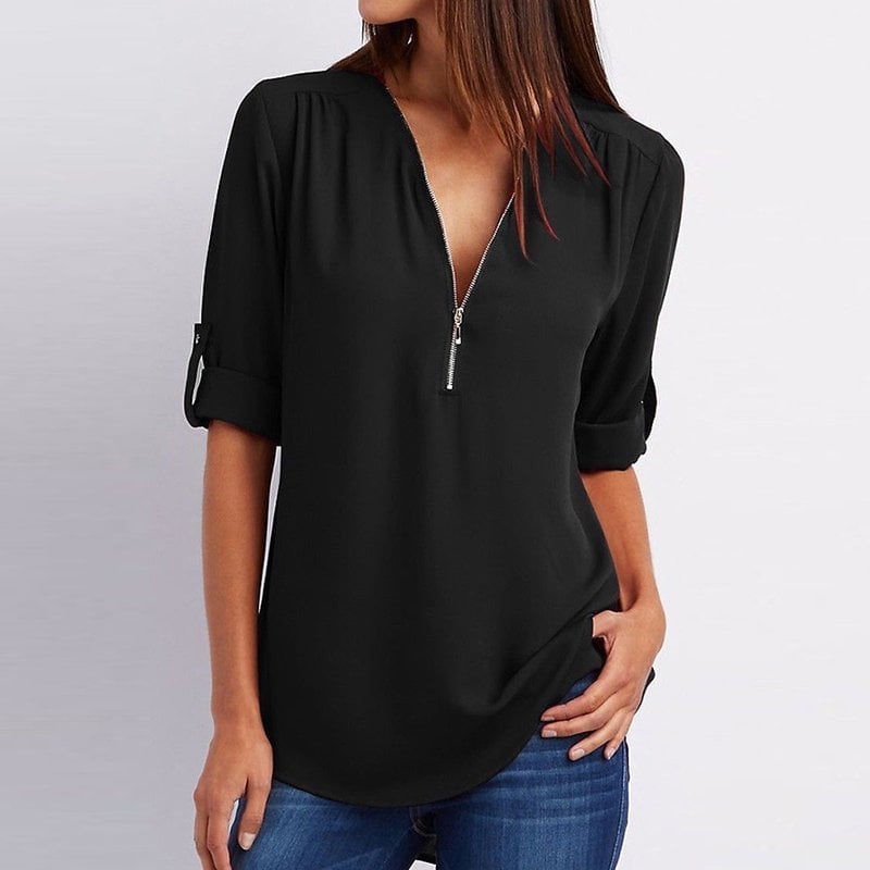 Tilde™ | Avslappnad Blus med Dragkedja