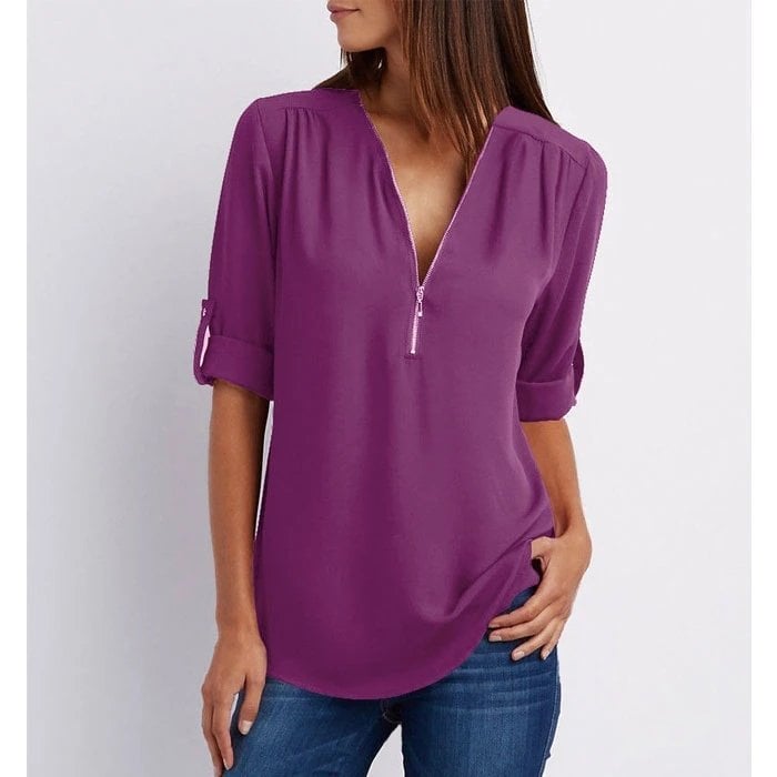 Tilde™ | Avslappnad Blus med Dragkedja