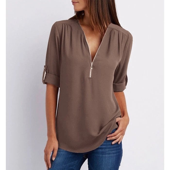 Tilde™ | Avslappnad Blus med Dragkedja