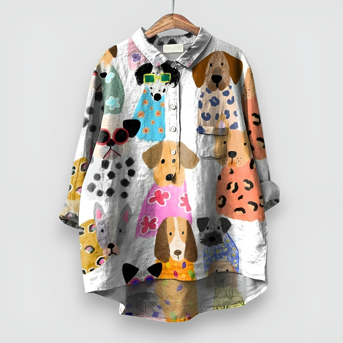 Kathrin™ | Blus med Hundmotiv