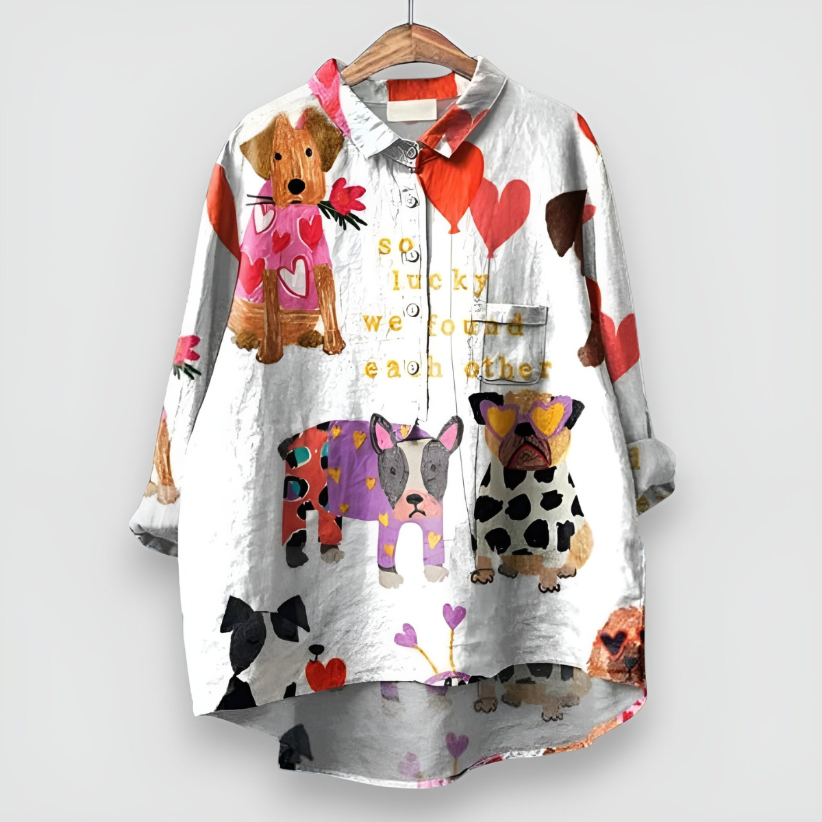 Kathrin™ | Blus med Hundmotiv