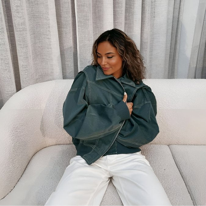 Monica™ I Oversized skinnjakke - Mavora.Oslo