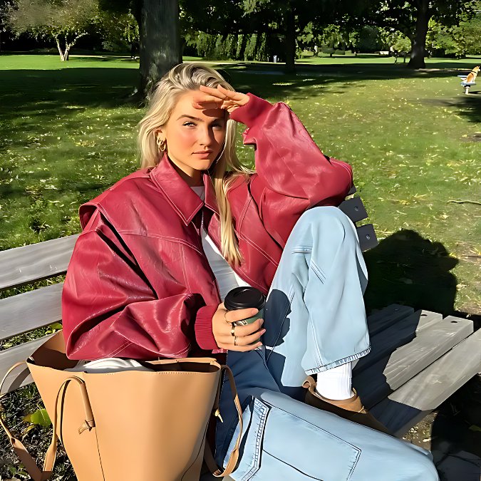 Monica™ I Oversized skinnjakke - Mavora.Oslo