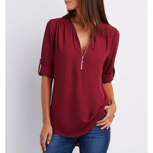 Tilde™ | Avslappnad Blus med Dragkedja