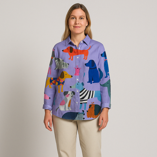 Kathrin™ | Blus med Hundmotiv