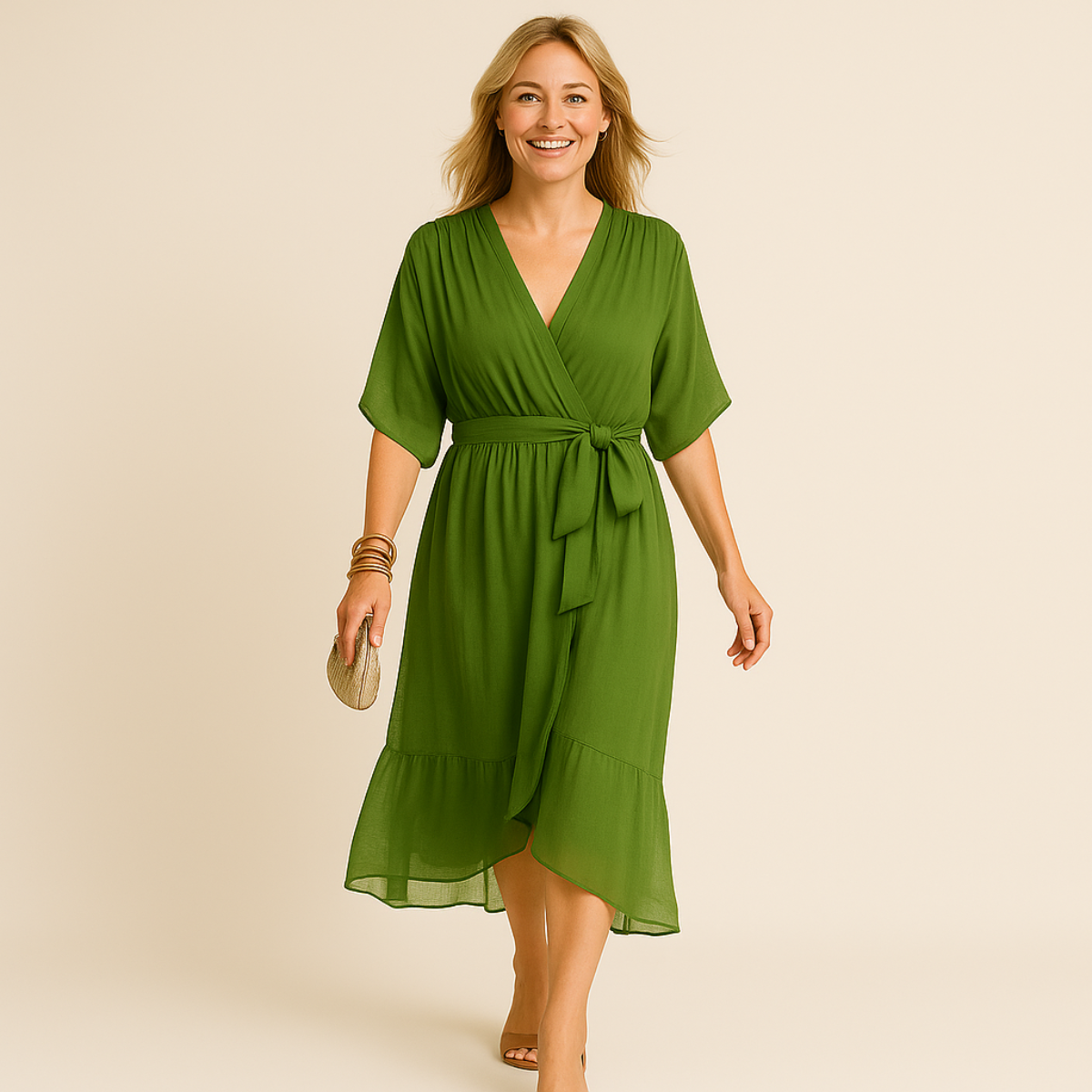 Marna™ | Chiffonklänning med V-ringning